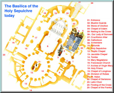 The Plan of the Holy Sepulchre today