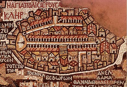 Jerusalem as represented in the Madaba Mosaic Map